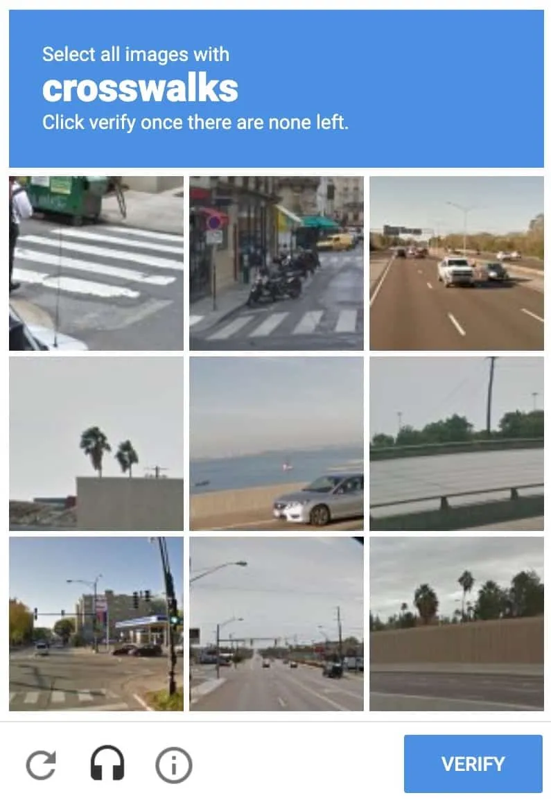 A regular reCAPTCHA