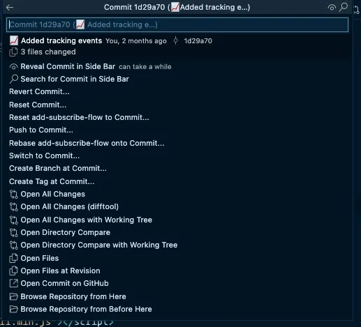GitLens commit options