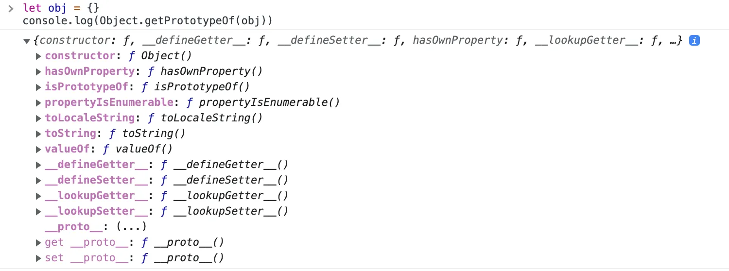 The object prototype with Object.getPrototypeOf